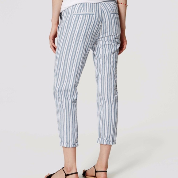 LOFT Pants - LOFT linen crop strip pants (E29)